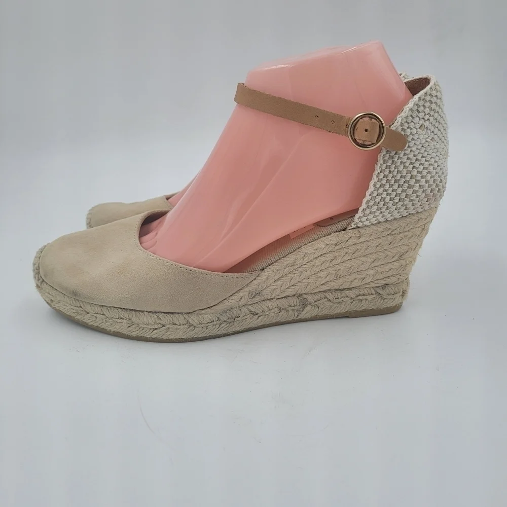 Kanna Laura espadrille wedge sandals suede and hemp size 9 new